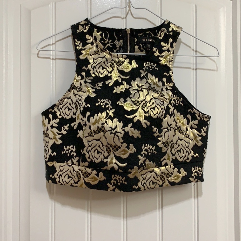 Baroque crop top with matching skirt